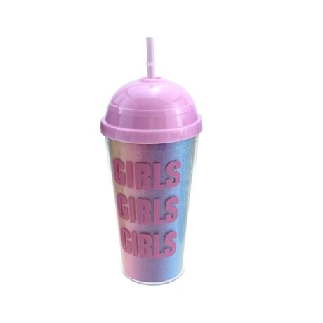 Vaso Trendy Con Tapa Y Sorbete 450ML ROSA