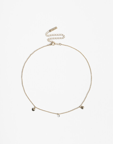 Collares Cortos Strass Collar Corto De Corazones Cubic - Dorado