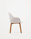 Silla Aleli de chenilla beige y patas de madera maciza de fresno con acabado nogal Silla Aleli de chenilla beige y patas de madera maciza de fresno con acabado nogal