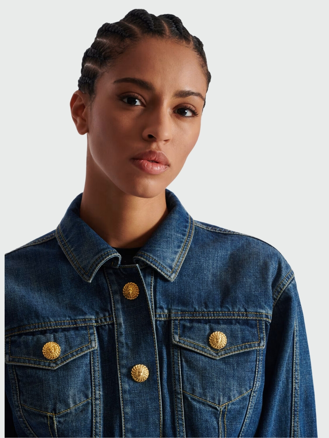 Balmain - Chaqueta de jean corta con efecto desgastado Azul
