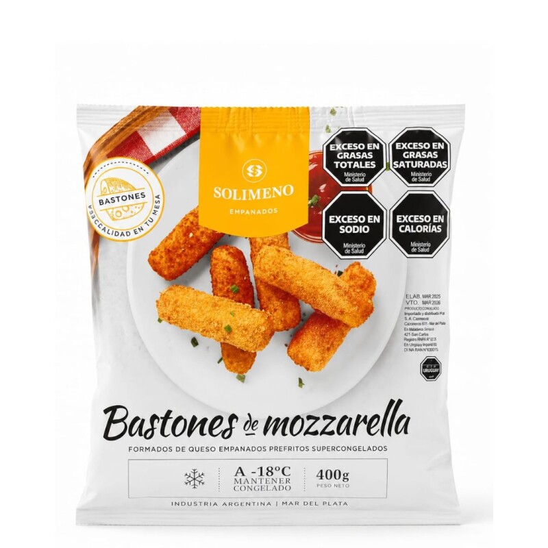 BASTONES DE MUZZARELLA SOLIMENO 400GRS BASTONES DE MUZZARELLA SOLIMENO 400GRS