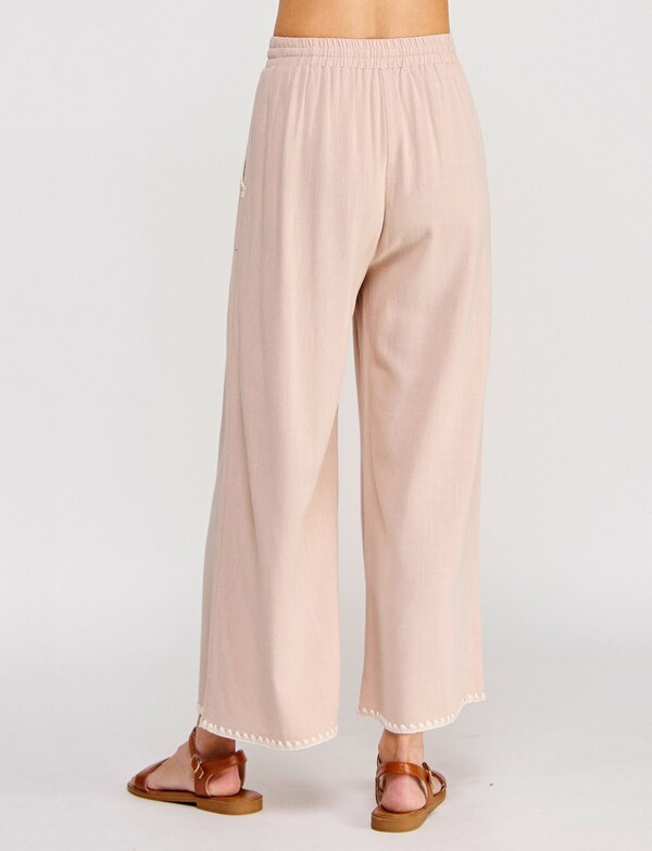 Pantalon Lino Detalles Bordado BEIGE