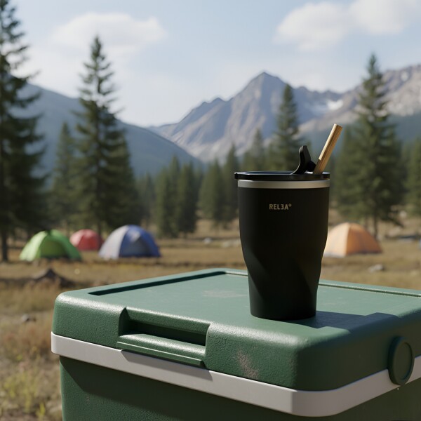 Vaso Termico Acero Inoxidable Aislante C/ Pajita 360ml Color Negro