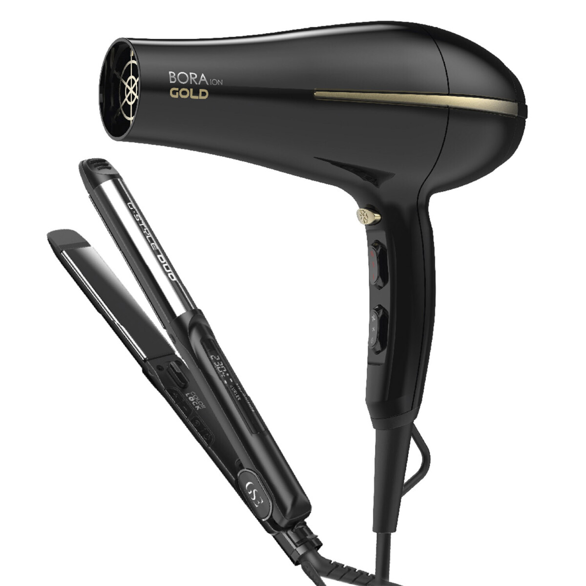 Kit Gama Planchita de Pelo Style Duo + Secador Bora Gold 