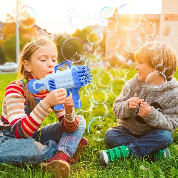 Bazooka Pistola De Burbujas Tik Tok Burbujero Pilas Infantil Variante Color Celeste