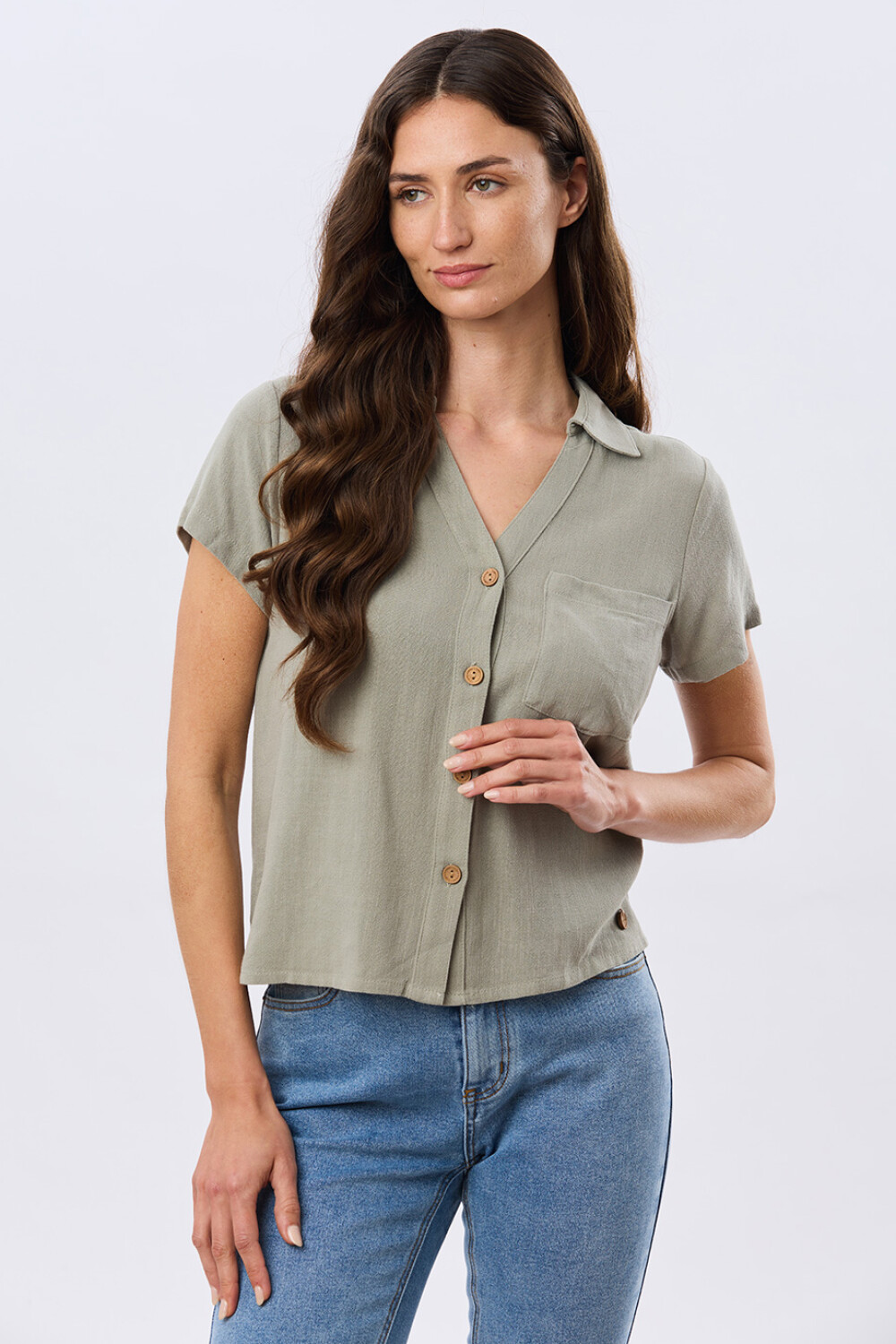 CAMISA DE LINO LISA Verde
