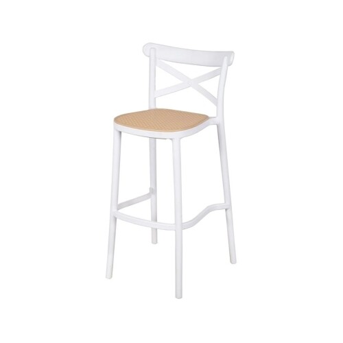 Taburete Plats - Simil Rattan Blanco