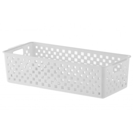 Caja Cesto Organizador Plástico Calado Quadratta 34x15x9Cm Blanco