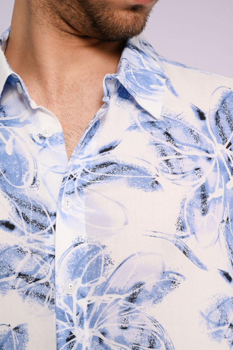 Camisa estampada Flores azul