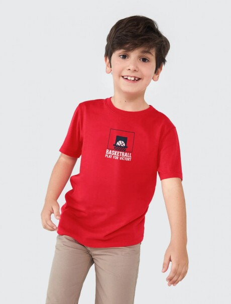 CAMISETA INFANTIL CON ESTAMPA ROJO