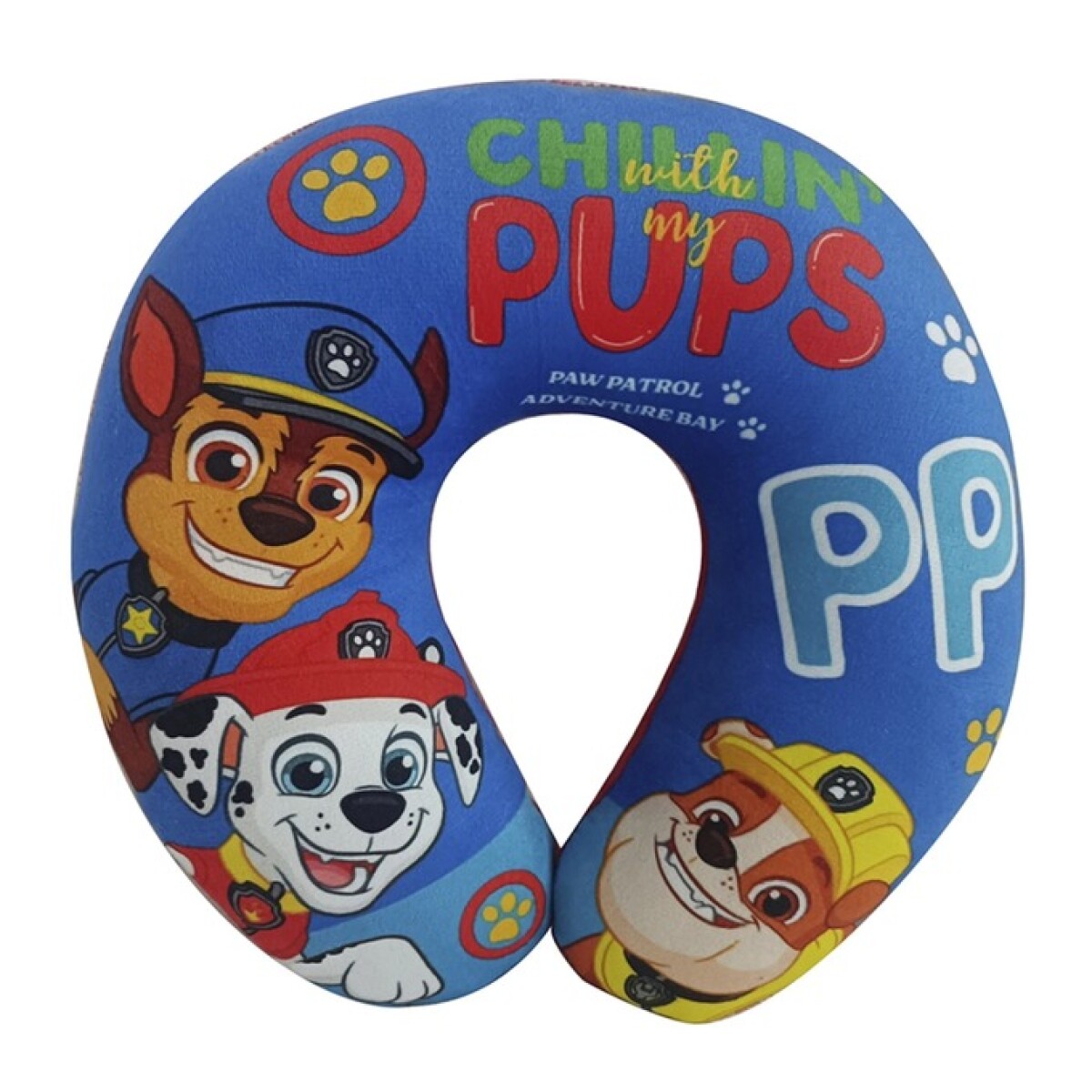 almohadilla viaje cuello paw patrol - azul 
