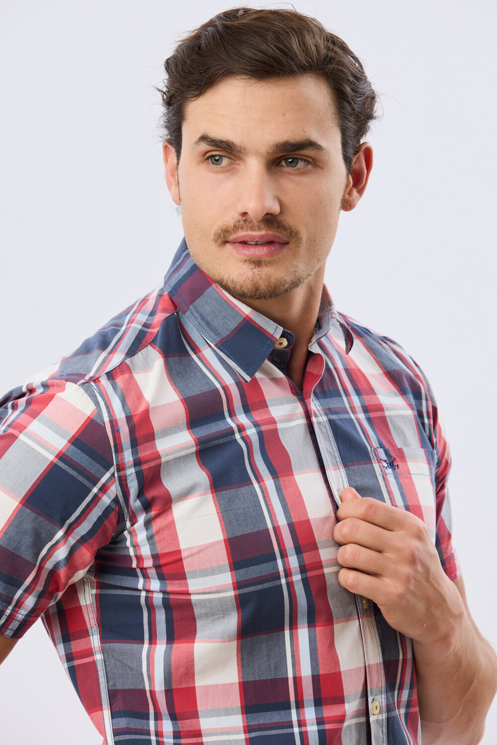 CAMISA MANGA CORTA CUADROS Rojo