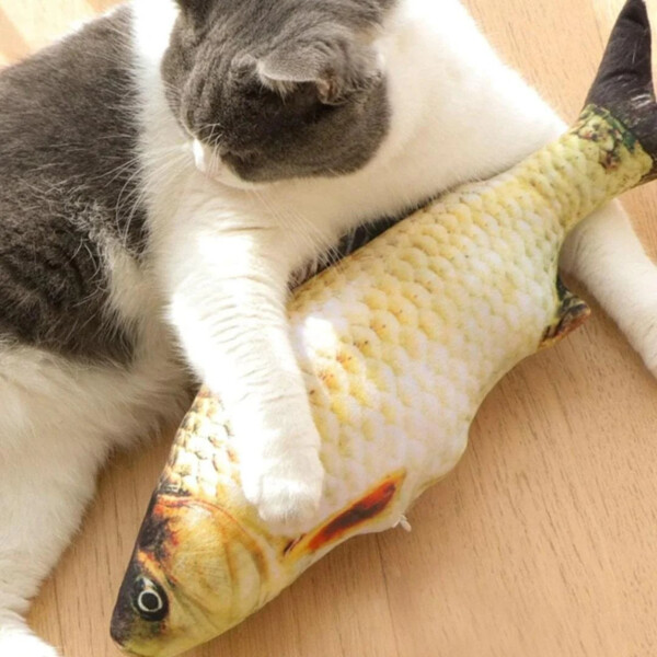Juguete Gato Pescado Con Movimiento Interactivo Movil Variante Modelo Cola Negra