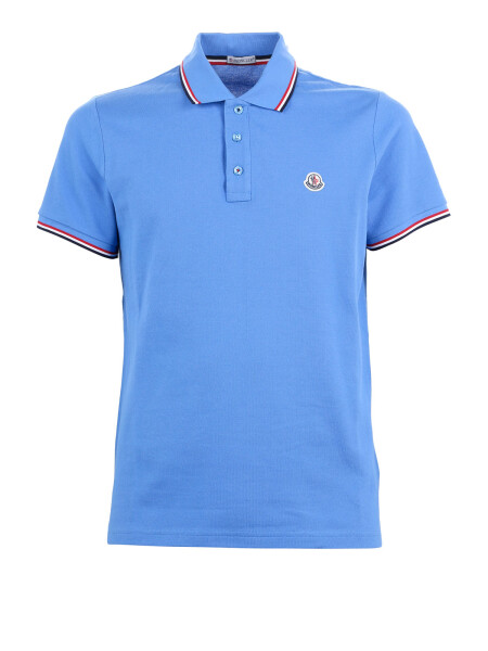 Moncler -Remera polo de algodón manga corta Celeste