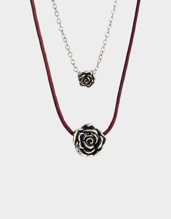 Collares Cortos Con flores Collar Corto Con Flores Antique - Plateado
