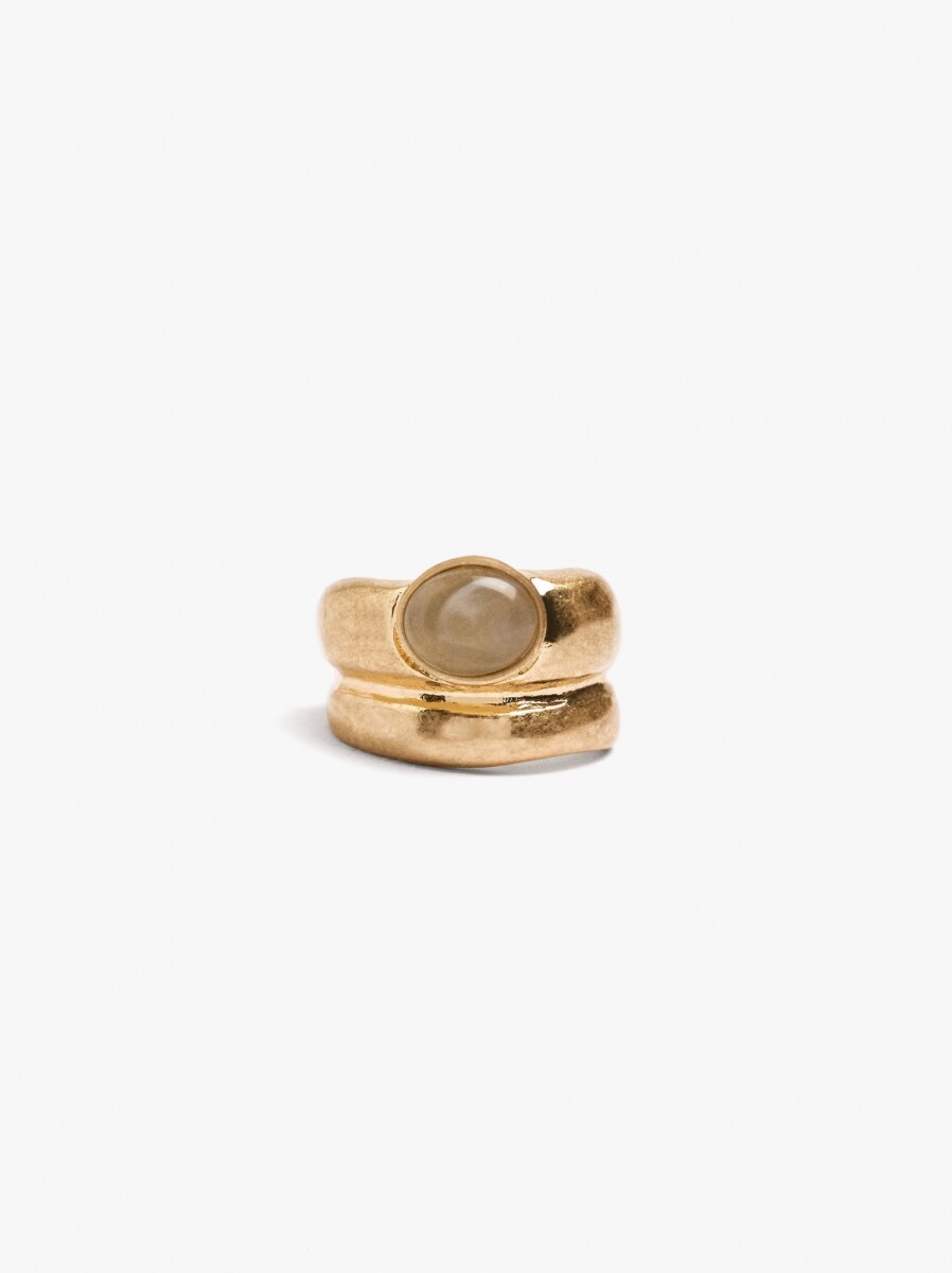 Anillo Doble Con Detalle Ovalado - dorado 