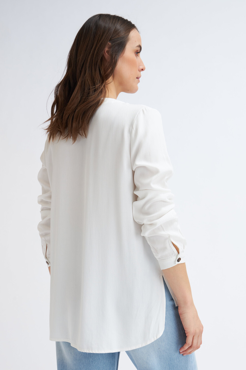 Blusa manga larga escote v online
