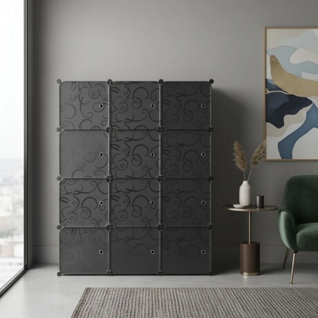 Armario Plástico Lumax 12 Puertas Desmontable Portátil Negro