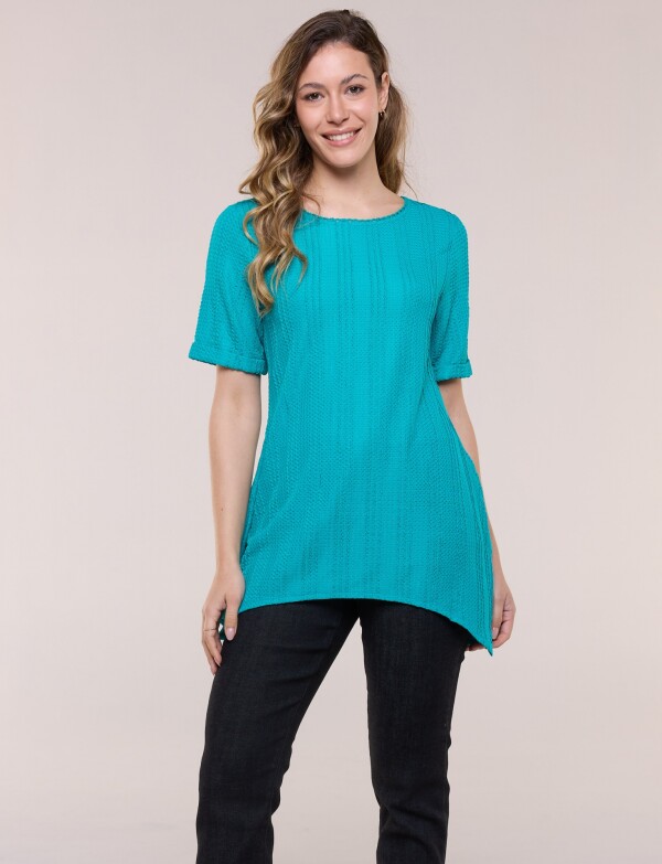 Blusa De Punto Labrado TURQUESA