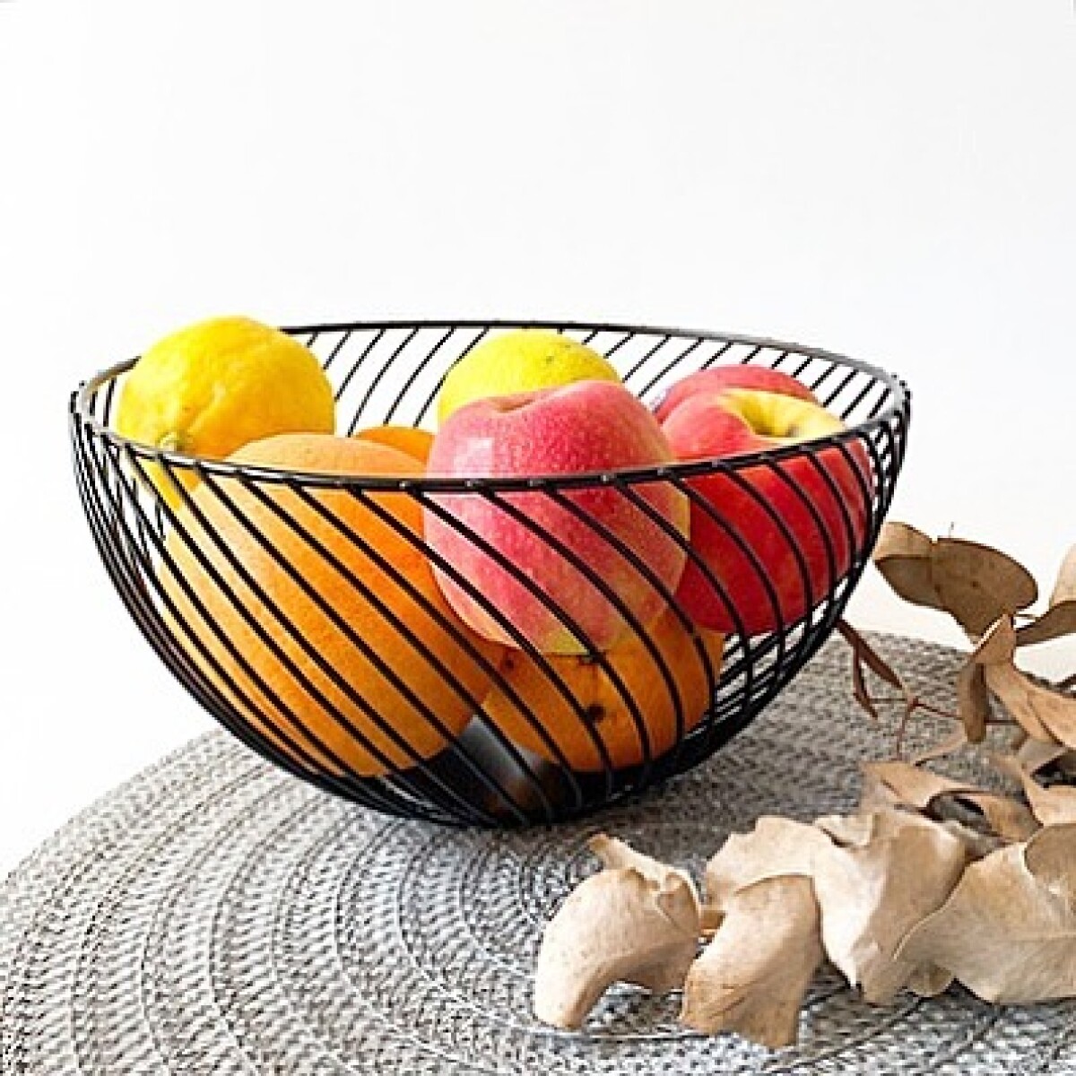 Frutero De Mesa Metálico Negro Ø 25cm x Alto 15cm 