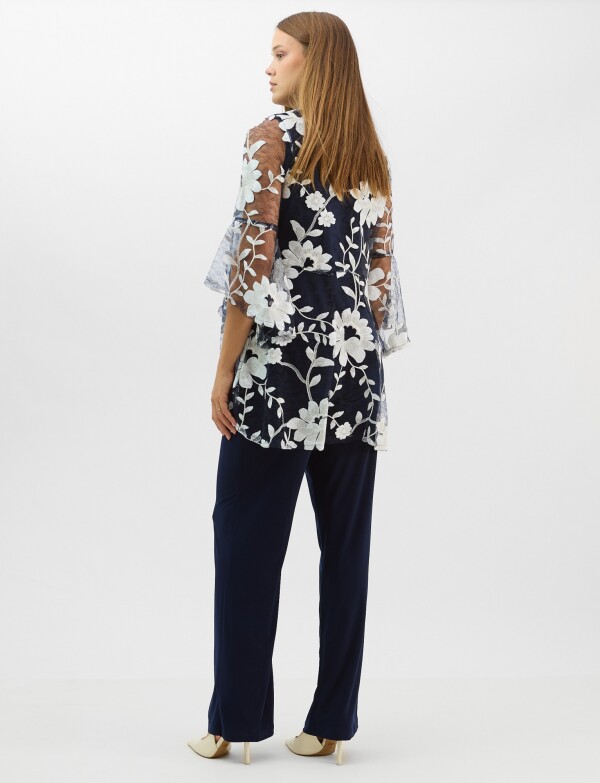 Conjunto Tres Piezas - Kimono Bordado AZUL