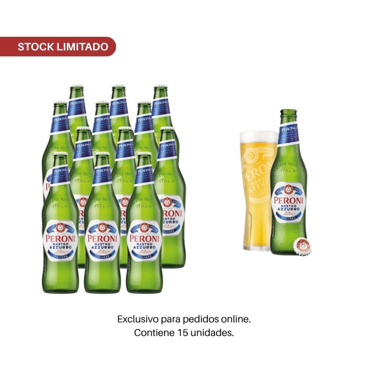 Combo Peroni 660ml + de regalo 2 vasos 
