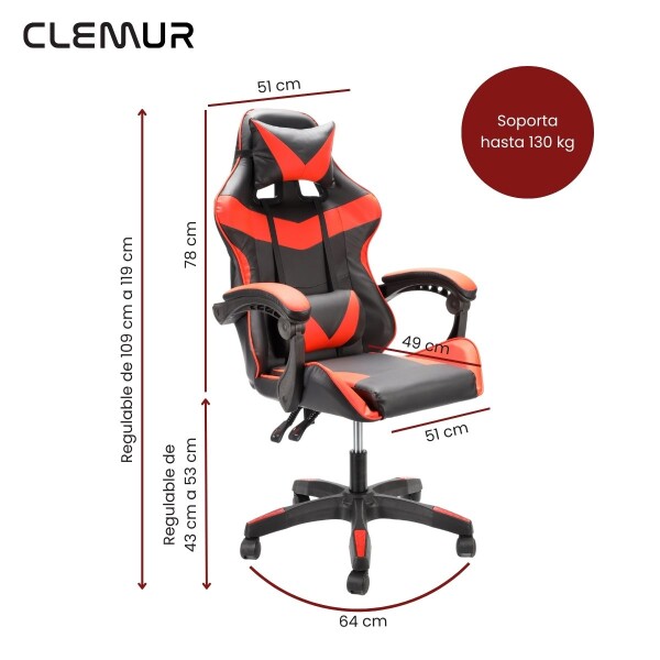 Silla Gamer Ergonómica Sillón Gaming Color Negro y Rojo Silla Gamer Ergonómica Sillón Gaming Color Negro y Rojo