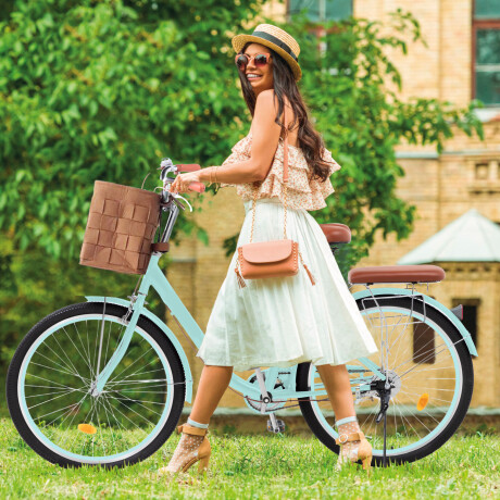 Bicicleta Urbana Rodado 26 con Canasto Vintage Verde