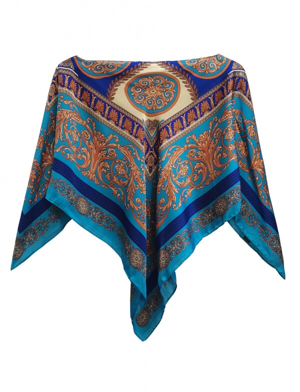 Poncho Saten Arabescos MULTI/TURQUESA