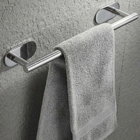 Toallero adhesivo para baño plateado 40cm Toallero adhesivo para baño plateado 40cm