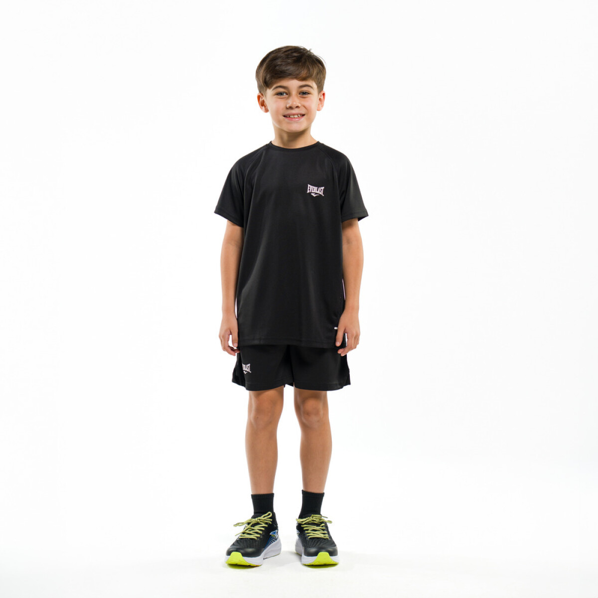 TSHIRT BOYS POLY BORDER-BK - NEGRO 