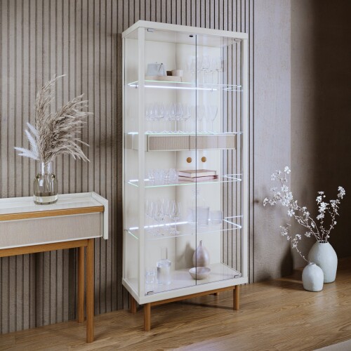 Cristalero con Luz LED DUNE - Linea Manhattan Off White