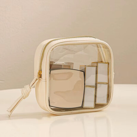 Neceser transparente con cierre chico Beige