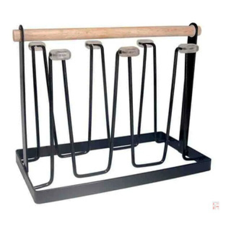 Escurre Vasos Metal Mango Madera Negro
