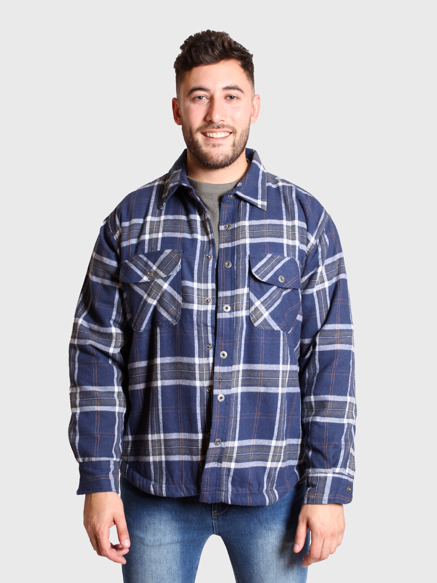 Sobrecamisa de Franela con Corderito - Marino Oscuro/ fantasia 1 