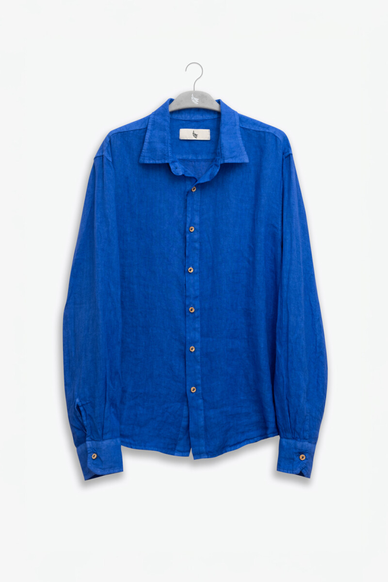 100% LINEN LONG SLEEVE SHIRT Blue