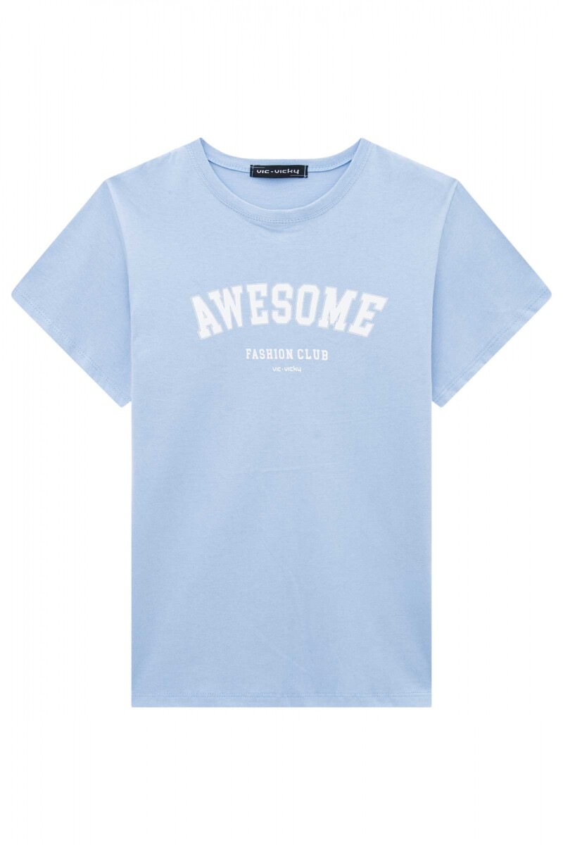 Camisera Over Awesome - Celeste 