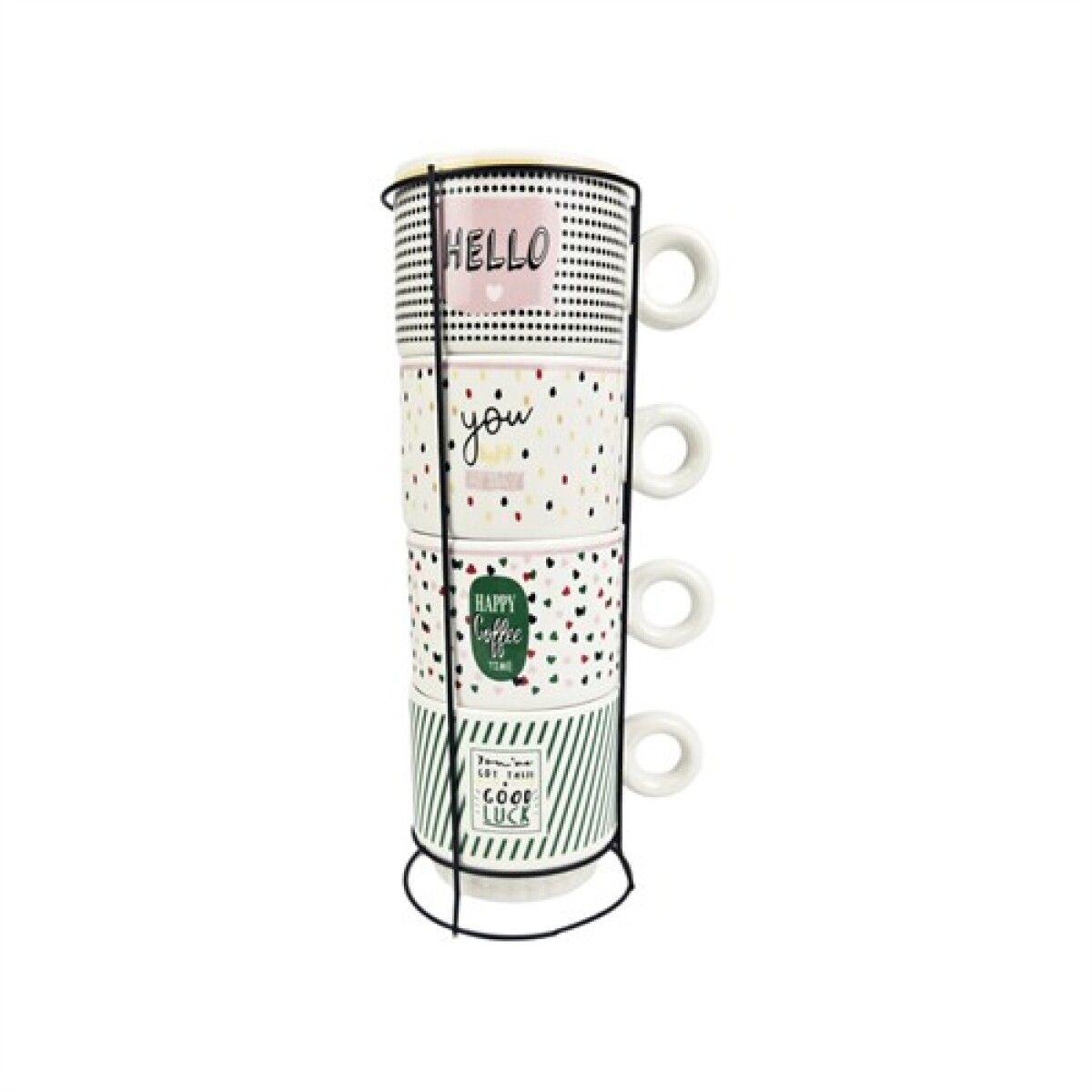 Set de tazas de cerámica tramas con soporte 