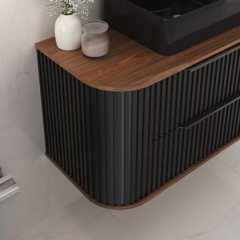 Mueble de baño Suspendido Alice Negro 100cm con Bacha de Loza Mueble De Baño Suspendido Alice Negro 100cm Con Bacha De Loza