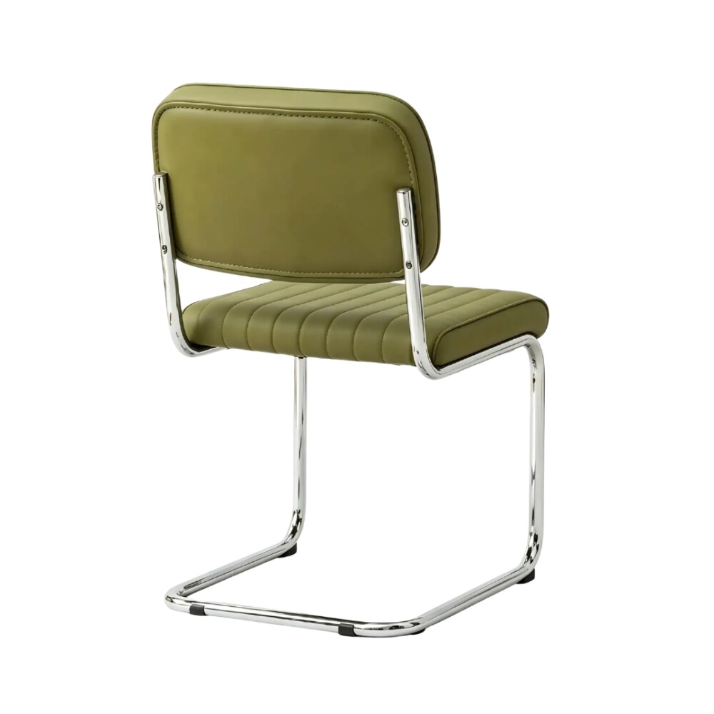 Silla de Comedor Metal Cromado y Tapizada Verde
