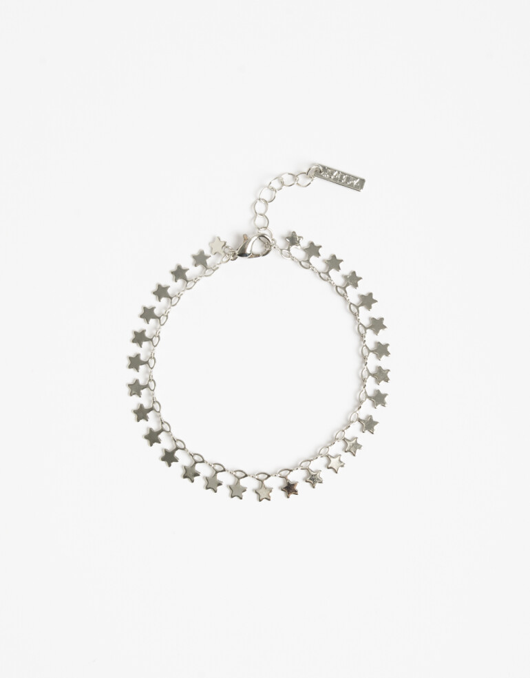 Pulseras Flexibles Metal Pulsera Flexible De Estrellas Metal - Plateado Rodio