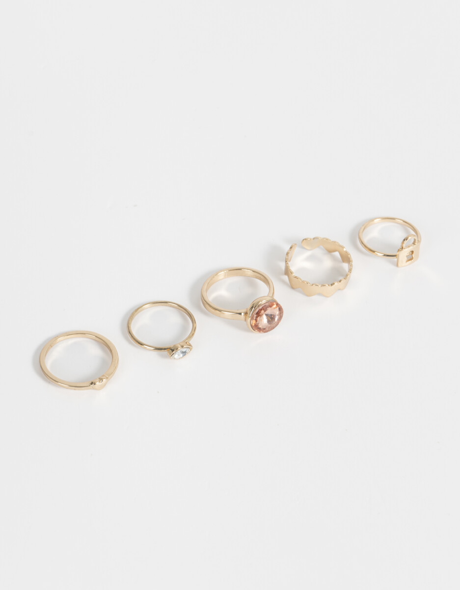 Set De Anillos Con Strass 