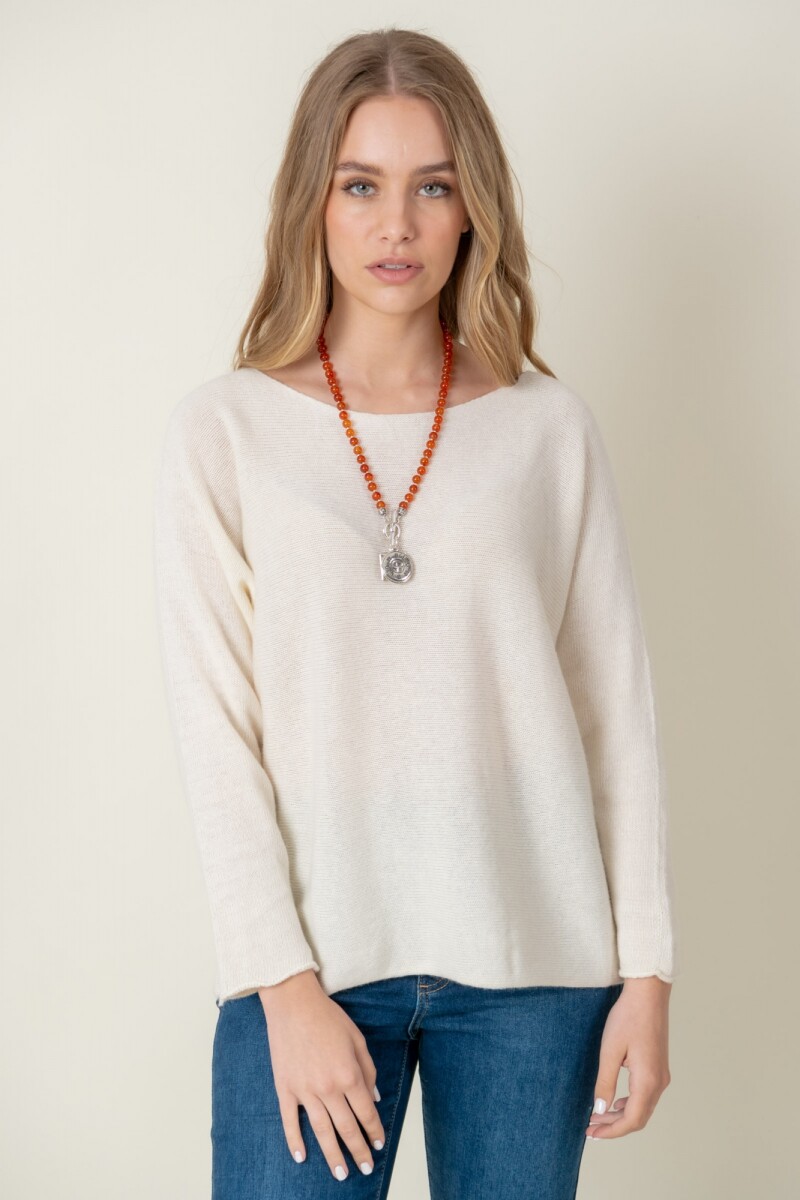 Sweater lana liso - Panna 