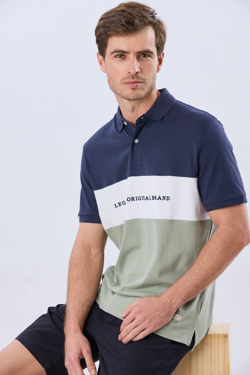 REMERA POLO RAYADA JERSEY Azul