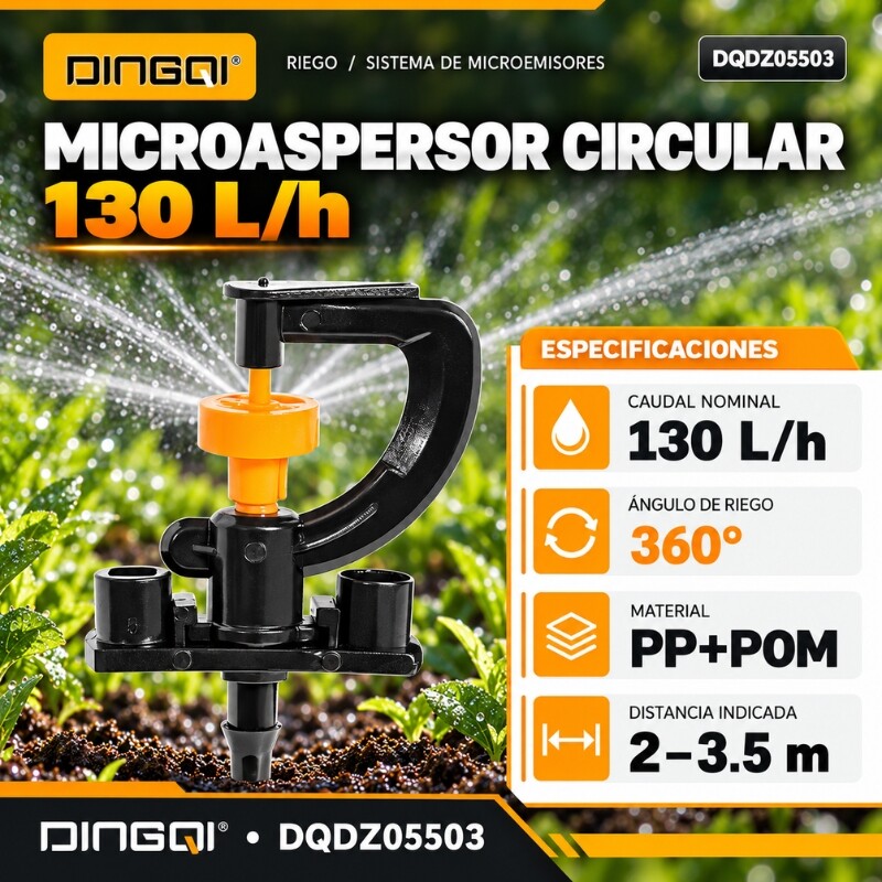 DINGQI MICROASPERSOR DE RIEGO CIRCULAR 360° CAUDAL 130 L/H Dingqi Microaspersor De Riego Circular 360° Caudal 130 L/h