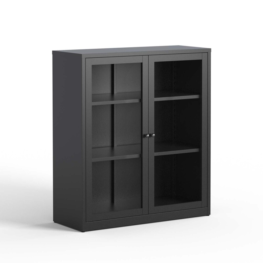 APARADOR 2P VIDRIO METAL NEGRO OLIVIA