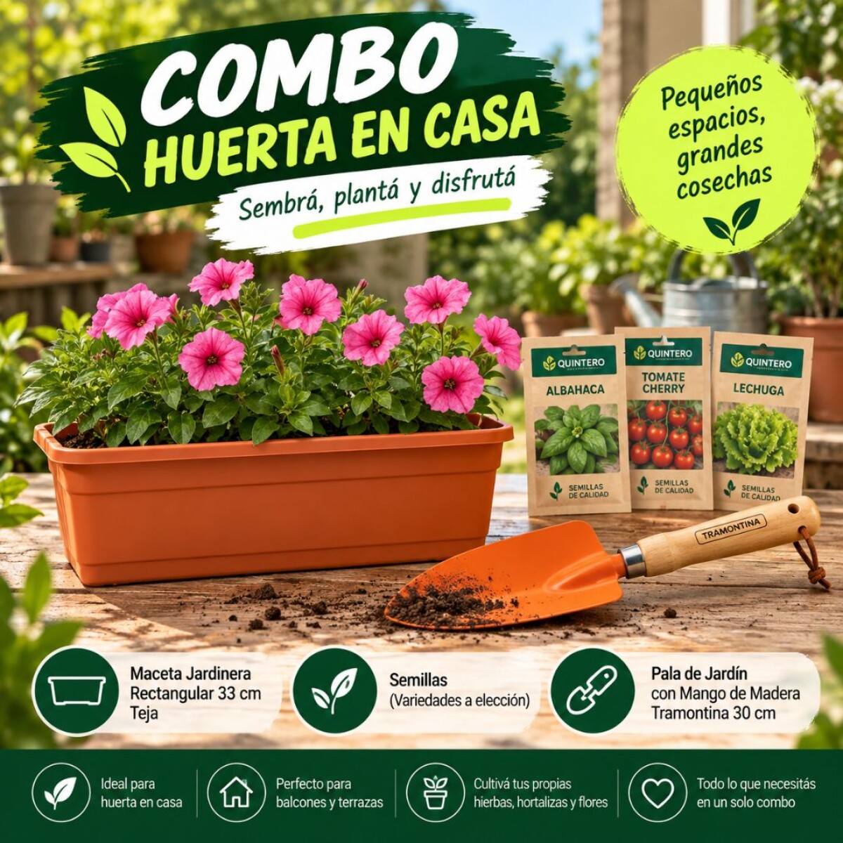 Combo Huerta en Casa Jardinera + Semilla + Pala de Jardín 