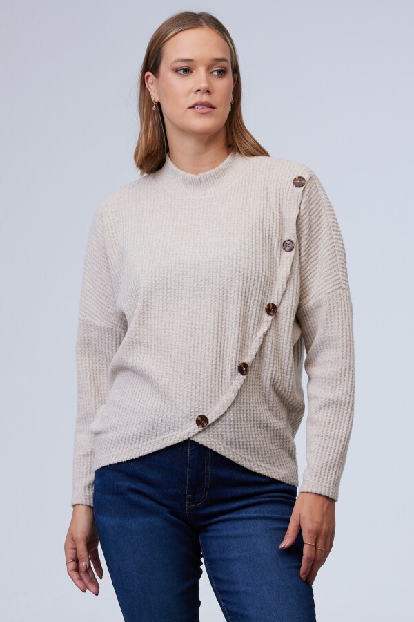 Buzo Cruzado Botones BEIGE