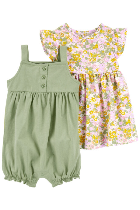 Set dos piezas de algodón, vestido y monito bombachudo Set dos piezas de algodón, vestido y monito bombachudo