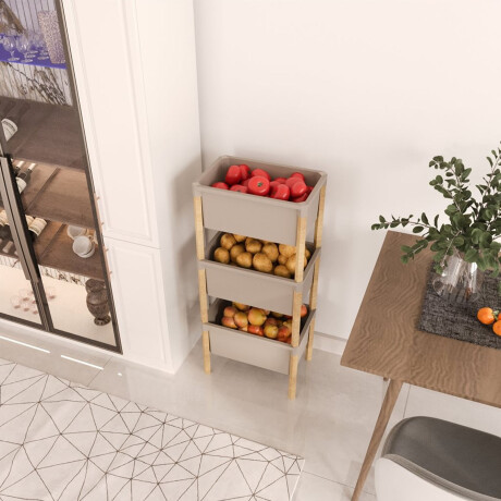 Estantería Organizadora Rack 3 Cajones 95x26x39Cm Madera PP Beige